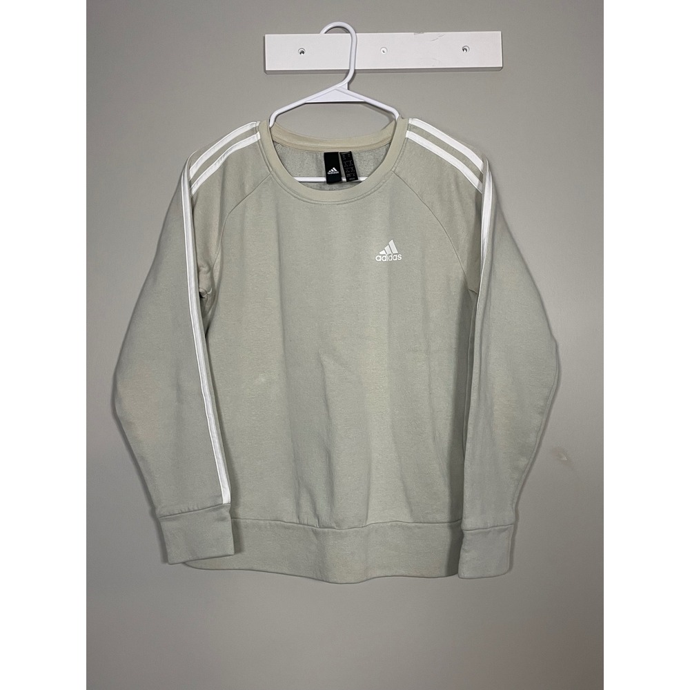 Adidas Sweatshirt Womens XS Sage Green Good 3-Stripe Crewneck Pullover